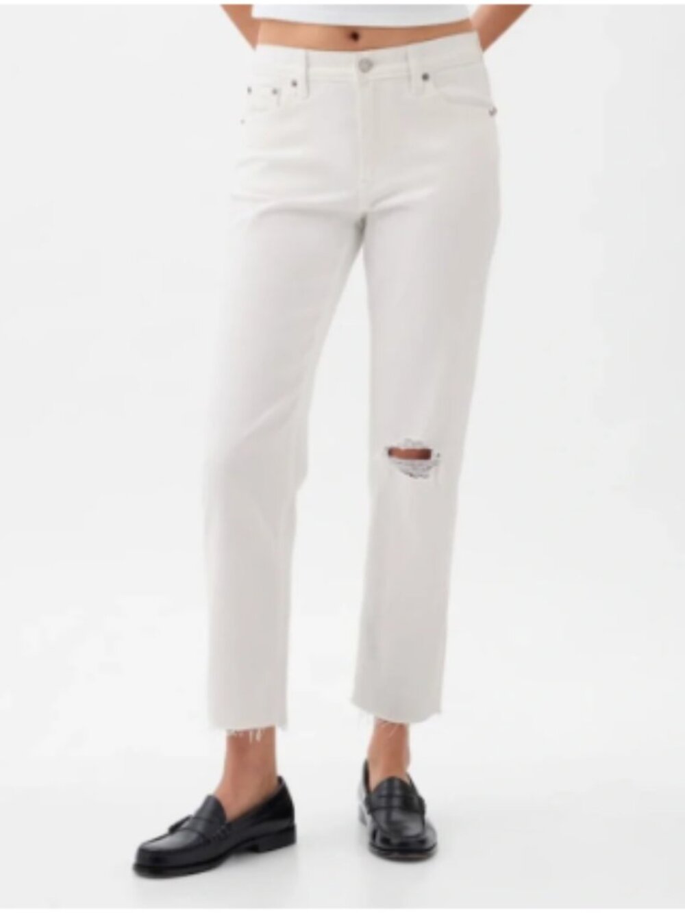 NWT Gap Cheeky high rise straight ankle jean, white, size 30/10